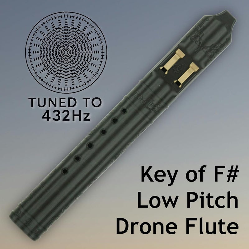 BáFlute BAFlute Native American Style Drone Flute, Low Pitch F# 432 hz, 3D Printed, Black, Double Flute - Image 2